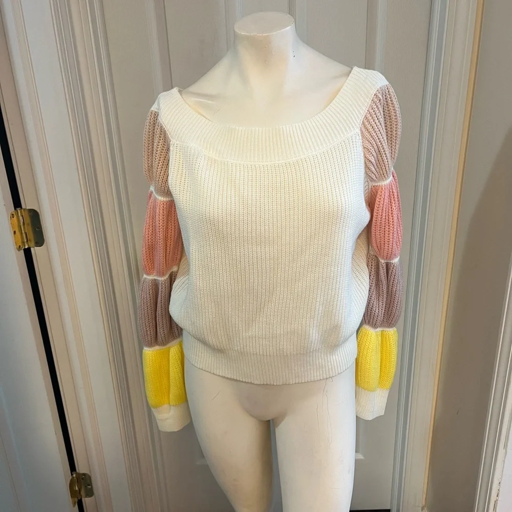 Cream Color block Sweater - Picture 1 of 4